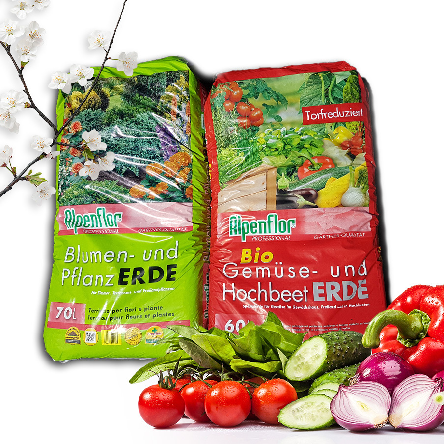 Blumen- und Pflanzerde von Alpenflor